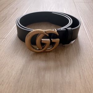 Gucci Marmont Leather Belt with Double G Buckle